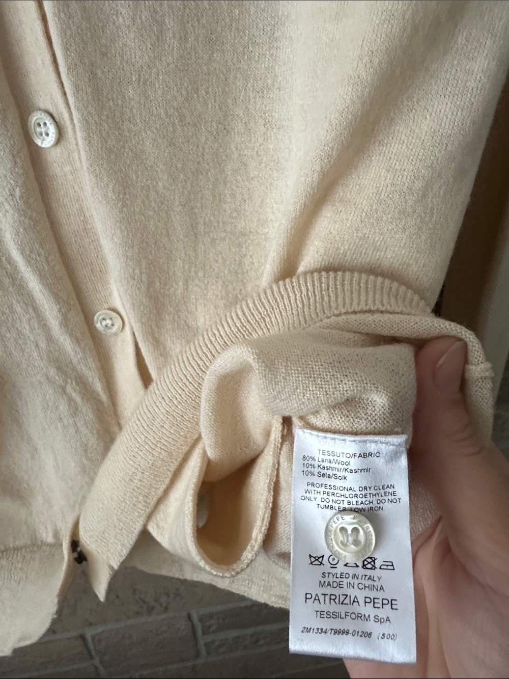 Patrizia Pepe Butter Yellow Women's Cardigan Wool cashmere silk snap buttons - Picture 7 of 7